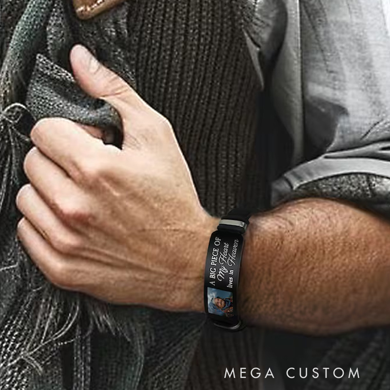 Personalized Picture Bracelet I Am Aways With You Memorial Keepsake Custom Photo Bracelet In Memory of Grandpa Unique Sympathy Gift