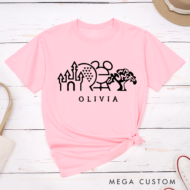 Personalized Classic T-shirt Custom Name Gift Unisex Unique Theme Park Family Vacation Shirt for Kids and Adults Perfect Travel Keepsake
