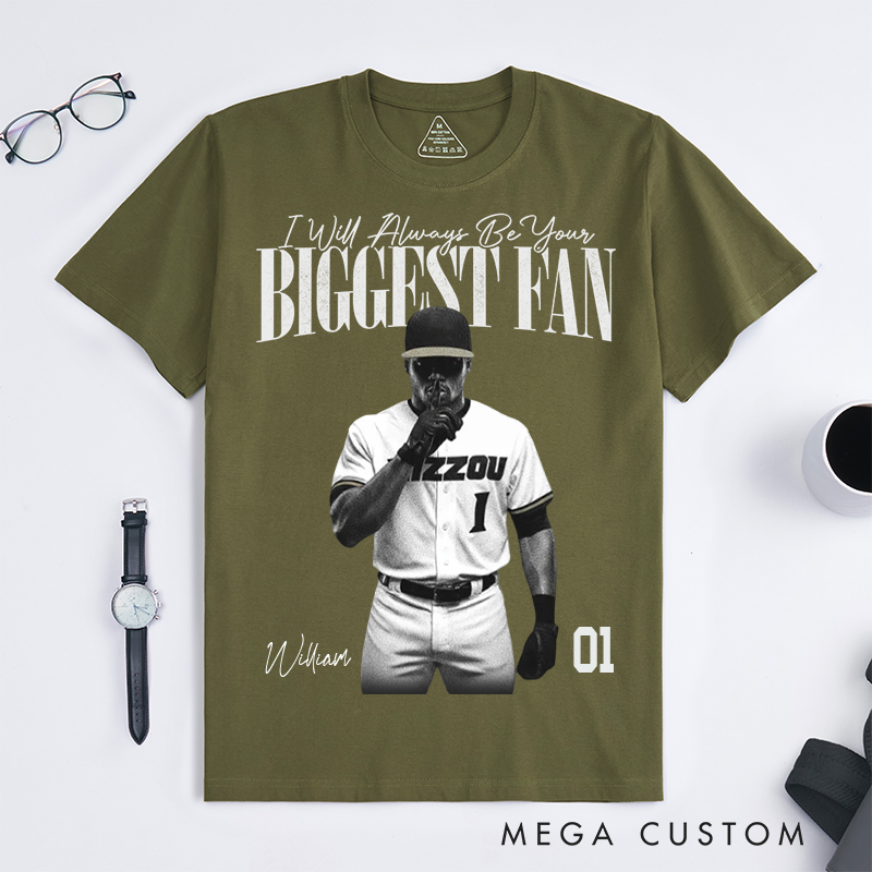 Personalized Biggest Fan T-Shirt with Player Image and Name Customization 