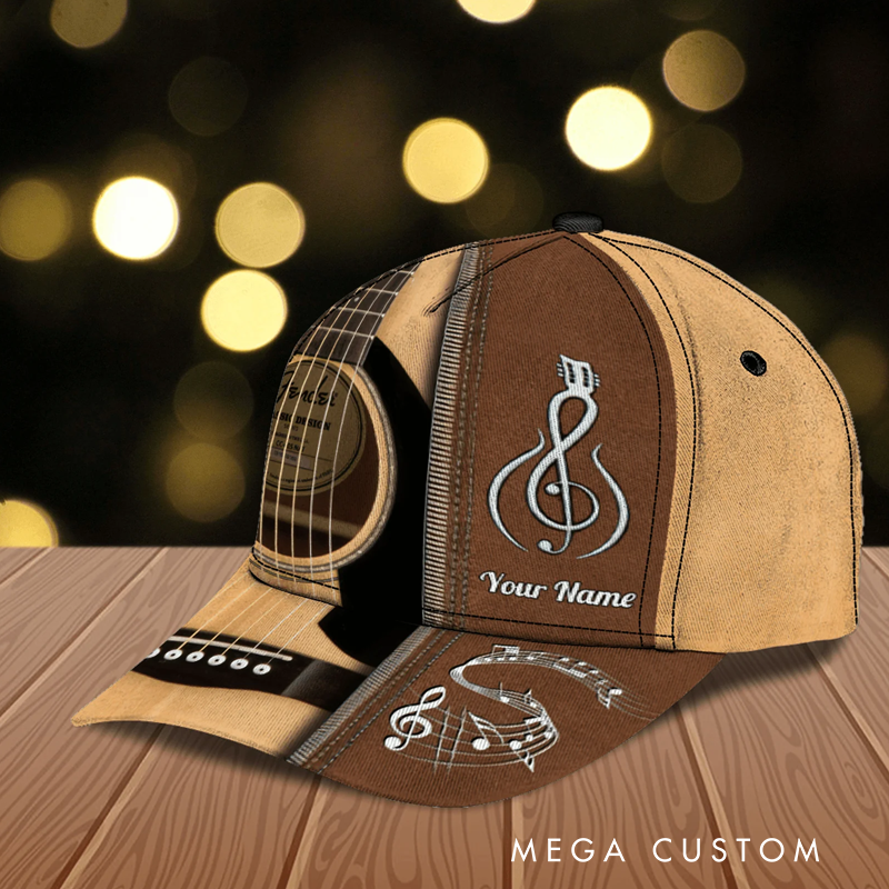 Personalized Name 3D Print Baseball Cap With Adjustable Snap for Music Lover Perfect Music Lovers Guitar Lovers Custom Gift Hat