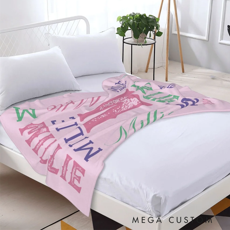 Personalized High-Quality Super Soft Flannel or Sherpa Blanket with Initial Name Gift for Kid Friend