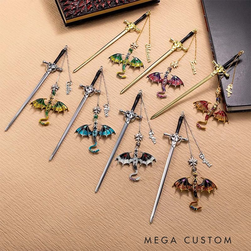 Personalized Dragon Sword Bead Star Fantasy Bookmark Clips with Name Reading Accessory Birthday Gift for Reader Book Lover Gift