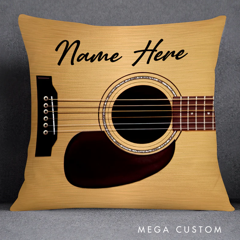 Personalized Name Custom Acoustic Electric Guitar Pillow Best Gift for Guitarist