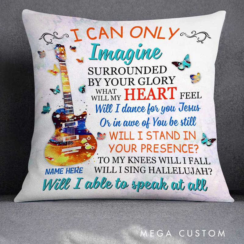 Personalized Name Guitar Pillow I Can Only Imagine Surrounded by Your Glory Pillow for Music Lover Guitar Lovers Custom Gift