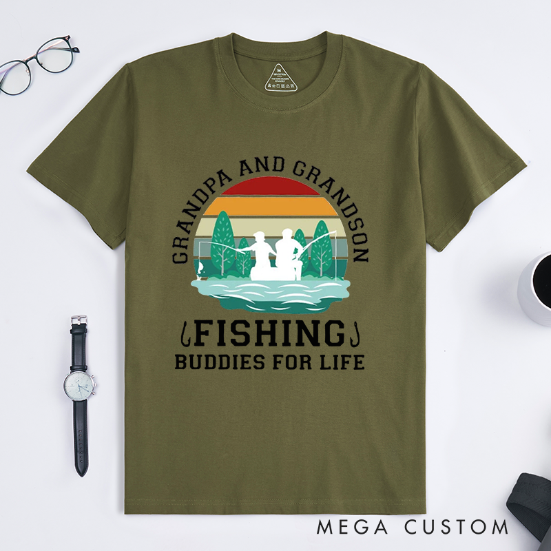 Funny Fishing T-Shirt Fishing Gifts Buddies for Life Design Comfortable Cotton T-Shirt Perfect Gift for Fishing Enthusiasts and Family Bonding