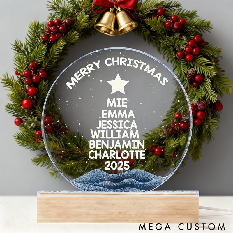 Personalized Christmas Acrylic  Night Light Family Reunion Theme Surname Christmas Tree