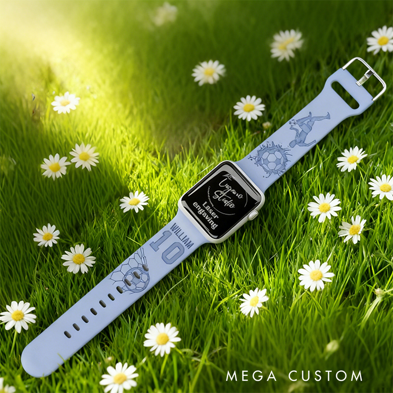 Personalized Soccer Apple Watch Band Custom Name and Number Strap