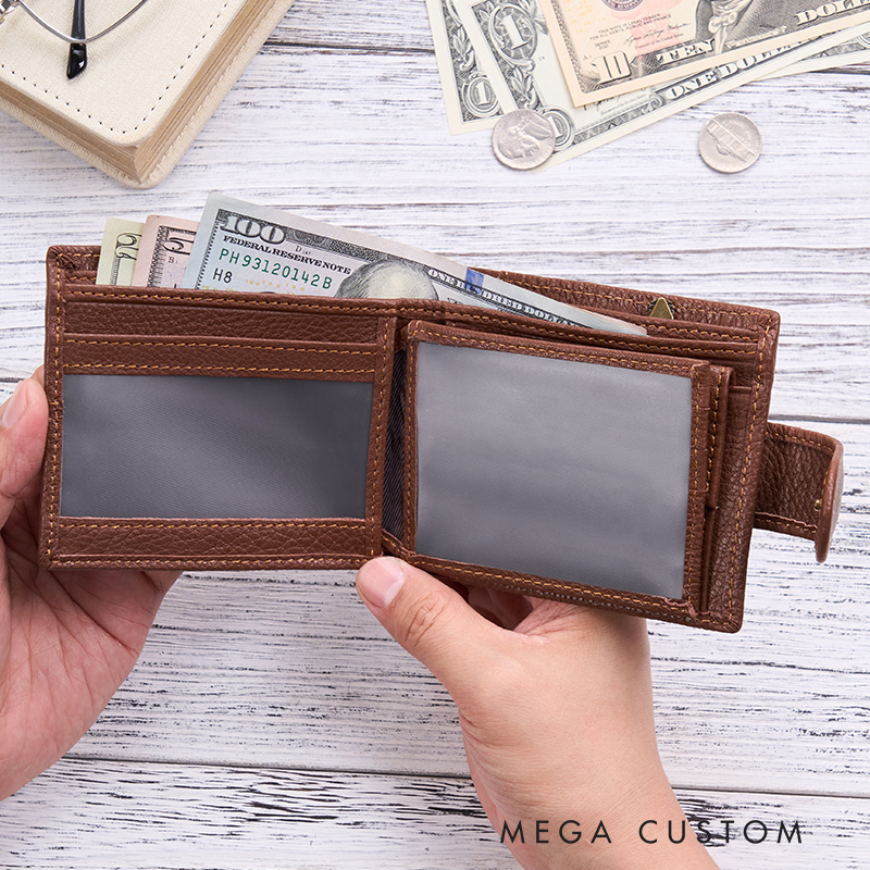 Personalized Leather Wallet Engraved Genuine Leather Wallet For Him Mens Wallet Anniversary Gift For Him Birthday Gift For Boyfriend Husband Groomsmen