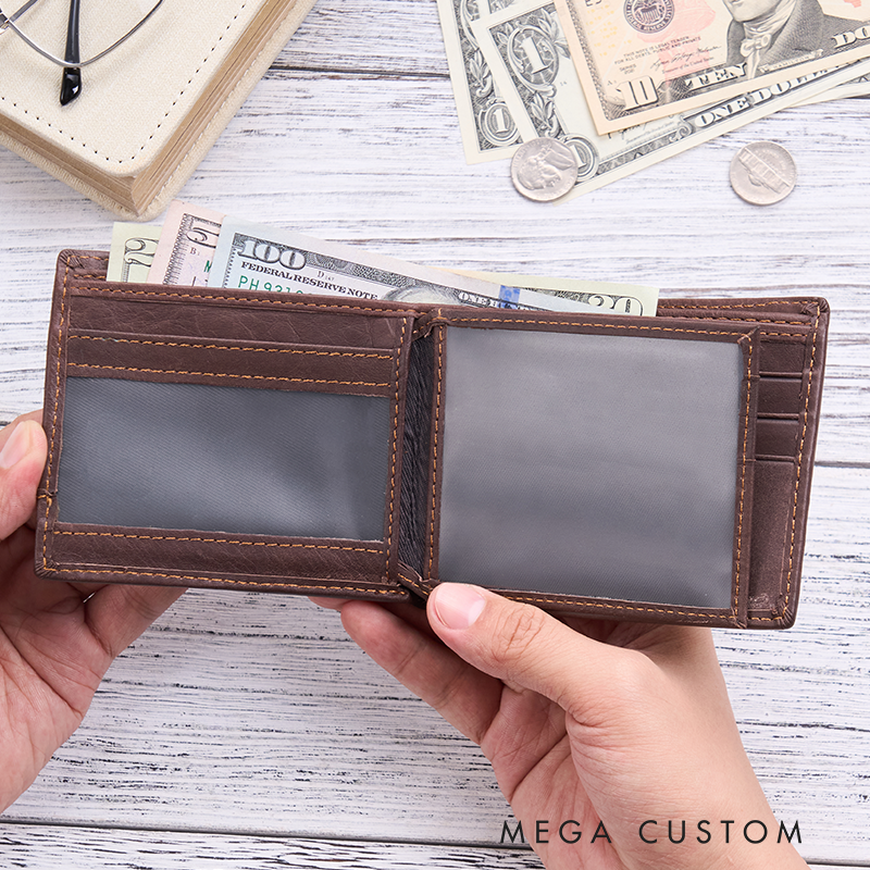 Personalized Genuine Leather Wallet Mens Wallet Engraved Wallets Leather Gift For Him Gift for Husband Boyfriend Father