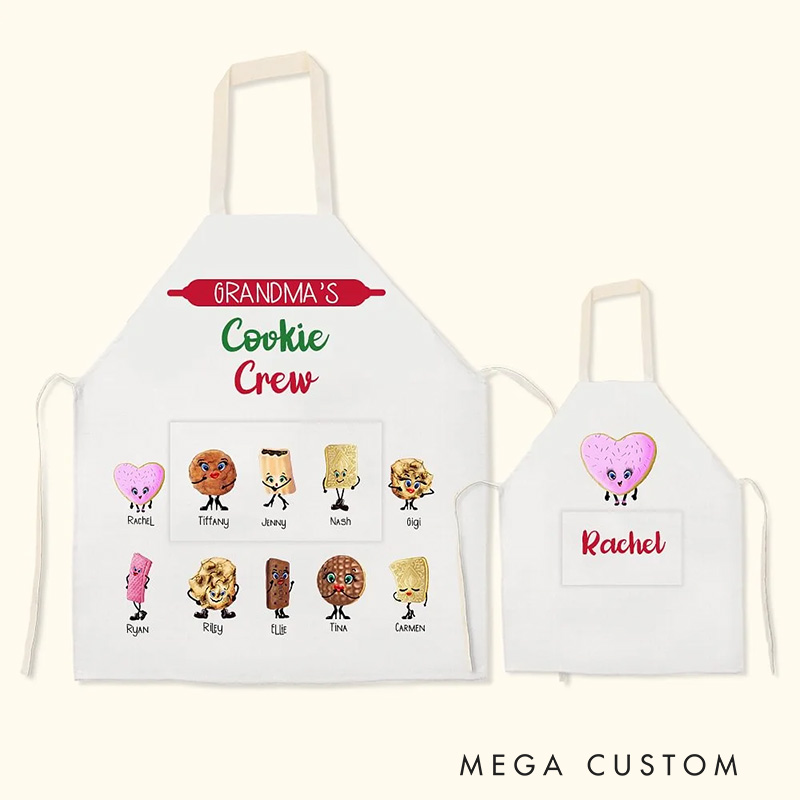 Personalized Cookie Crew Apron with Name Gift for Family Baker Baking Lover Christmas Gift