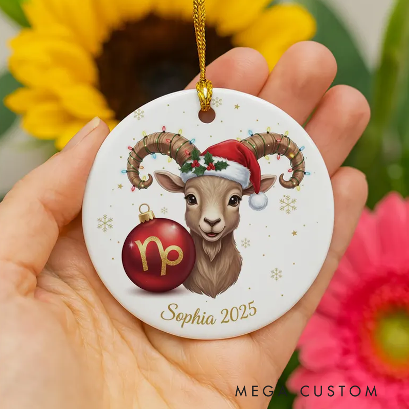 Personalized Ceramic Christmas Ornament Capricorn Zodiac Sign Astrology Christmas Decoration With Name Birthday Gift