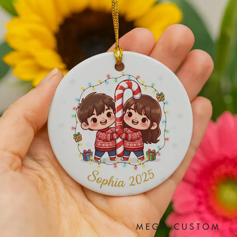 Personalized Gemini Christmas Ornament Ceramic Zodiac Twins Christmas Decoration Astrology Holiday Keepsake With Name Birthday Gift