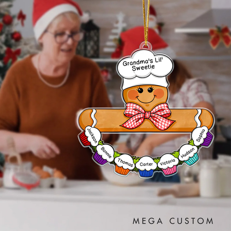 Personalized Cake Gingerbread Baker Acrylic Ornament with Title and Name Christmas Tree Home Decor Anniversary Gift for Mom Grandma