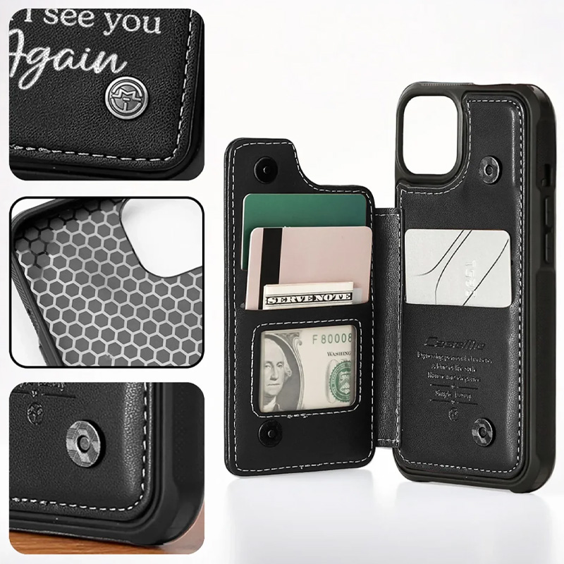 Personalized Photo Leather Flip Wallet Phone Case Memorial Sympathy Gifts for Loss of Loved One I’ll See You In My Dreams Until Then