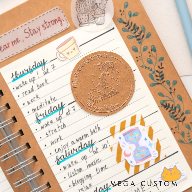 Personalized Birth Flower Constellation Book Embosser Stamp From the Library of Seal Birthday Gift for Book Lover