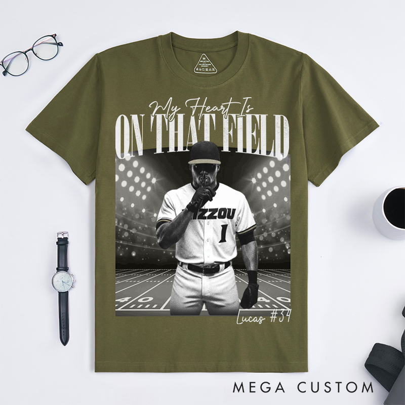 Personalized "I’ll Always Be Your Fan" Baseball T-Shirt with Custom Photo and Name 