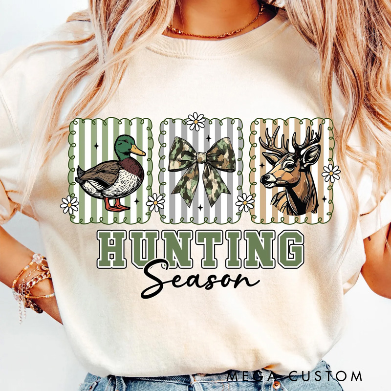 Personalized Hunting Season Sweatshirt Preppy Camo Bow Sweatshirt Deer Hunting Sweatshirt Coquette Hunting Shirt Gift for Hunting Lover