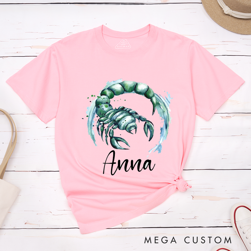 Personalized  Classic T-Shirt Scorpio Zodiac Unisex Custom Name Present for Men Women Astrology Horoscope Lovers and Friends