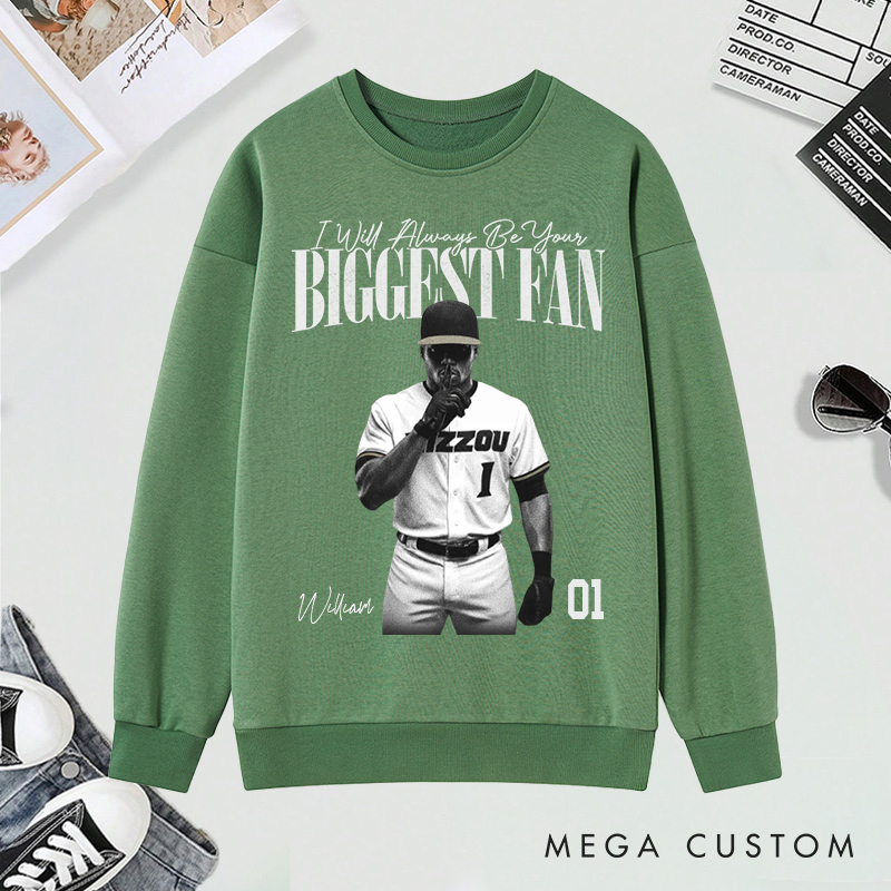 Personalized Biggest Fan Sweatshirt with Player Image and Name Customization 