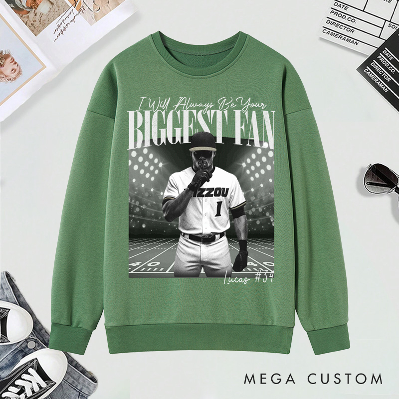 Personalized "I’ll Always Be Your Fan" Baseball Sweatshirt with Custom Photo and Name