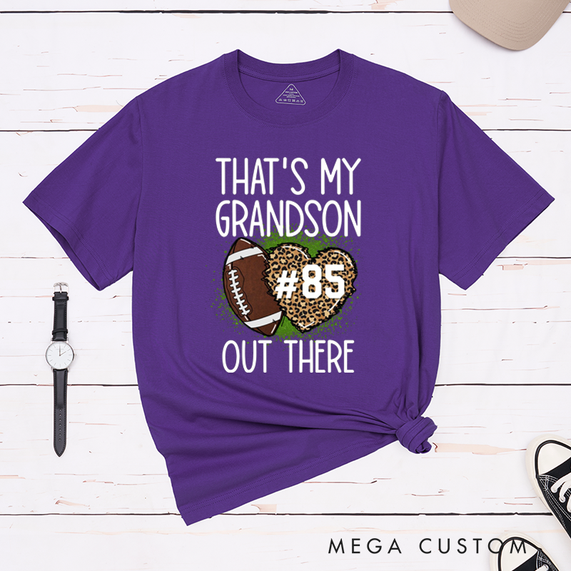 Personalized Leopard Print American Football and Rugby T-Shirts for Grandma T-Shirts with Custom Number