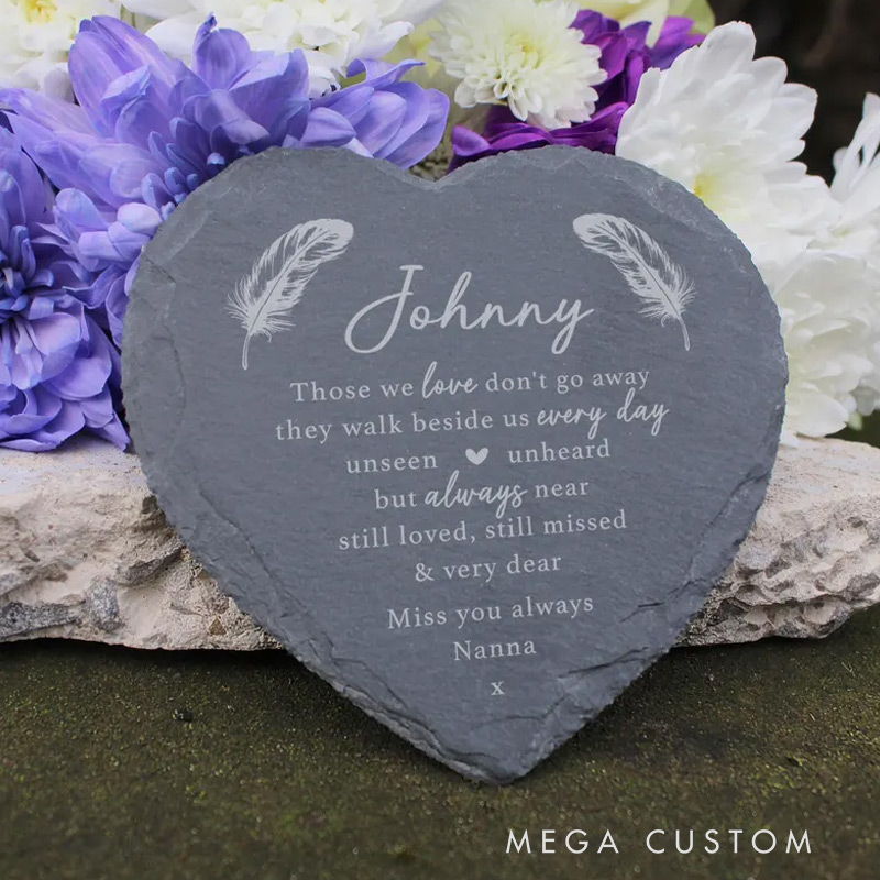 Personalized Graveside Memorial Ornament Memorial Plaque Slate Heart Shaped Cemetery Grave Decoration Loved One Remembrance Gift