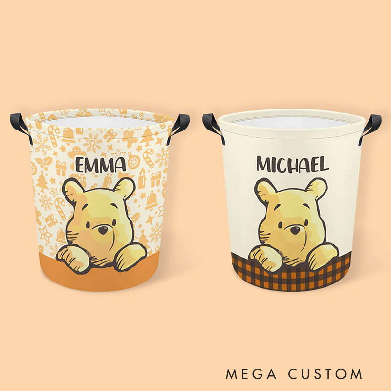 Personalized Cartoon Bear Collapsible Storage Basket for Laundry Toys Organizer Cartoon Lover Gift for Kids