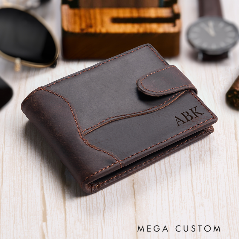 Personalized Leather Wallet For Men Engraved Crazy Horse Wallet Leather Gift for Him Groomsman Gift Boyfriend Gift Dad Gift Husband Gift