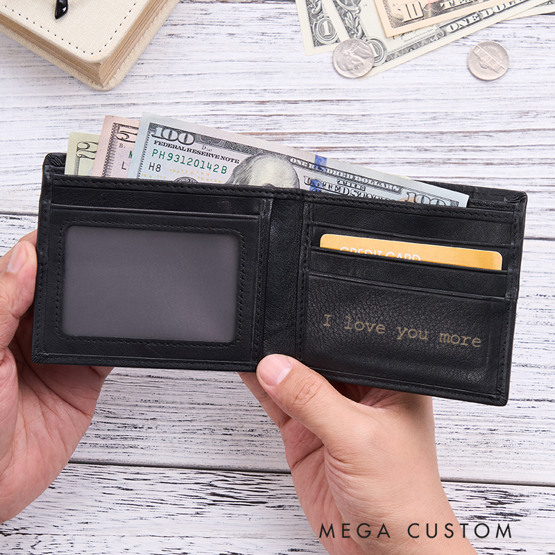 Personalized Leather Wallet Engraved Genuine Leather Wallet For Him Mens Wallet Anniversary Gift For Him Birthday Gift For Boyfriend Husband Groomsmen