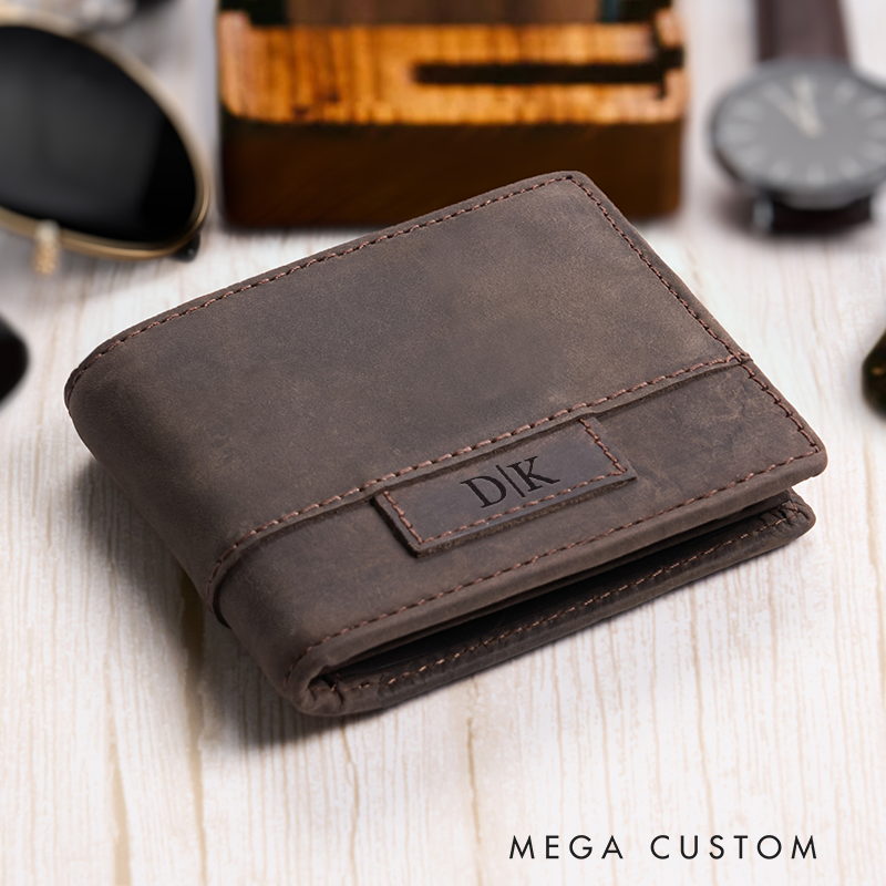 Personalized Leather Wallet Engraved Wallet Mens Wallet Crazy Horse Wallet Birthday Gift for Him Groomsman Gift Boyfriend Gift Dad Gift Husband Gift