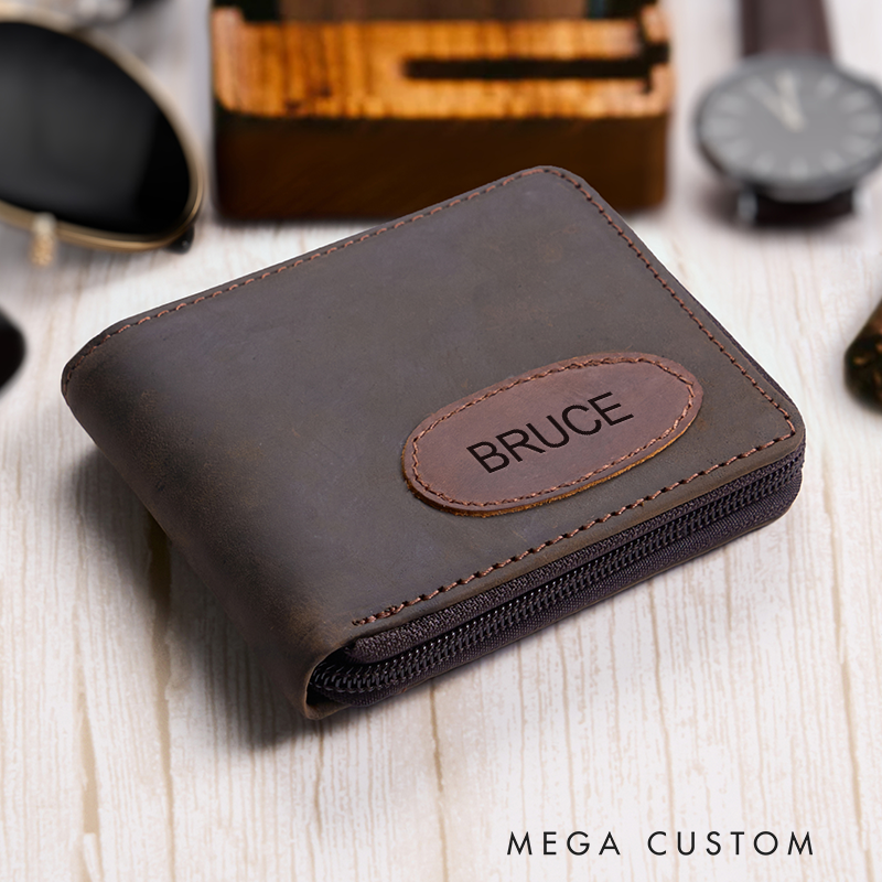 Personalized Leather Wallet Engraved Crazy Horse Wallet Custom Wallet for Him Birthday Gift for Him Anniversary Gift for Men Boyfriend Gift Dad Gift Husband Gift