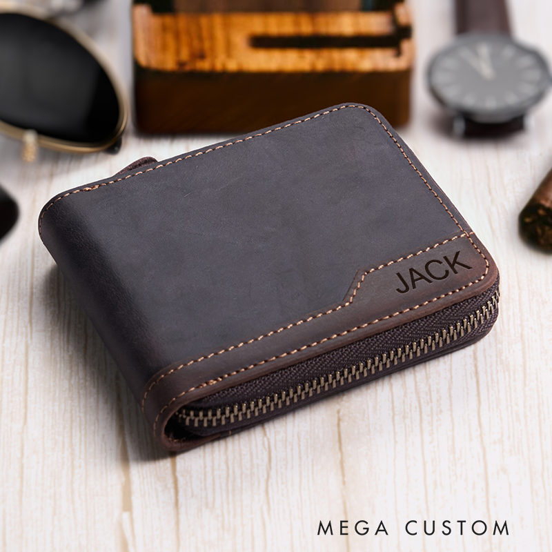 Personalized Leather Wallet For Him Crazy Horse Leather Wallet Engraved Mens Wallet Minimalist Wallet Anniversary Gift For Him Boyfriend Gift Dad Gift Husband Gift