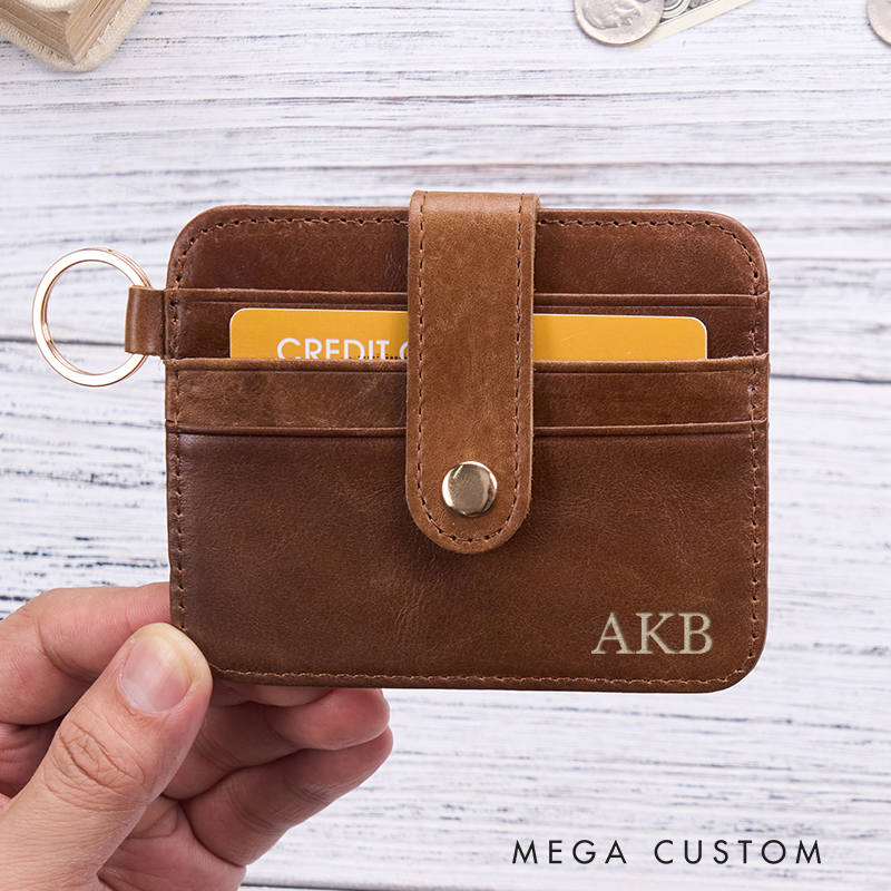 Personalized Leather Wallet For Him Leather Card holder Engraved Mens Wallet Minimalist Wallet Slim Wallet ID Holder Anniversary Gift For Him Boyfriend Gift Dad Gift Husband Gift