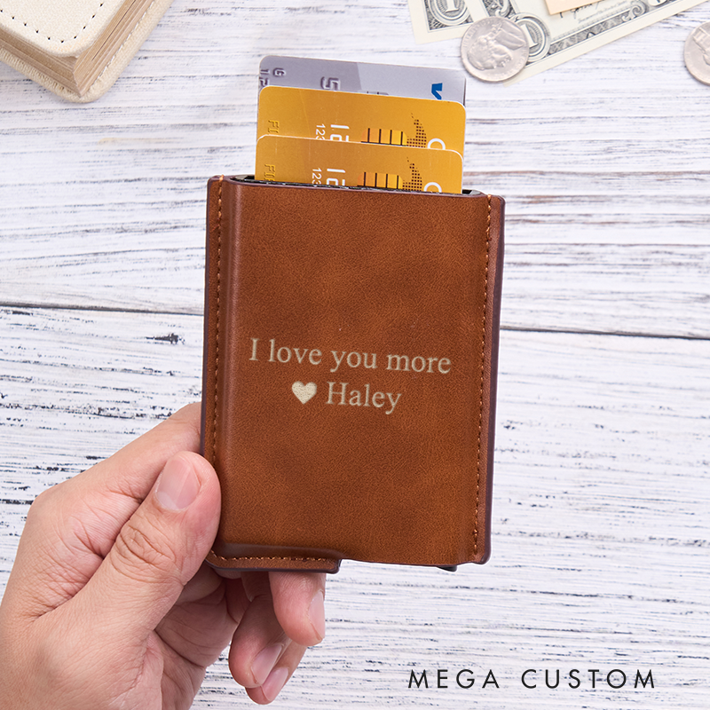 Personalized Leather Wallet Leather Card holder Engraved Mens Wallet Minimalist Wallet Slim Wallet ID Holder Anniversary Gift For Him Birthday Gifts for Boyfriend Dad Husband