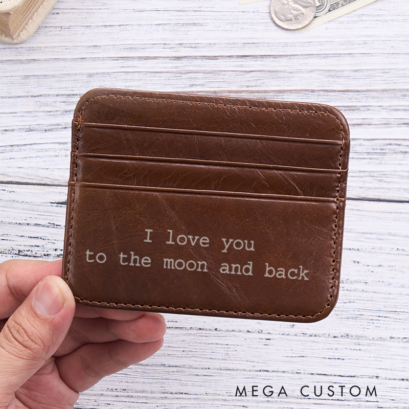 Personalized Leather Wallet Leather Card holder Engraved Mens Wallet Minimalist Wallet Slim Wallet ID Holder Anniversary Gift For Him Birthday Gifts for Boyfriend Dad Husband