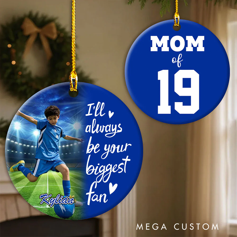 Personalized Soccer Photo Ornament with Custom Name and Number – Perfect Christmas Gift for Soccer Players