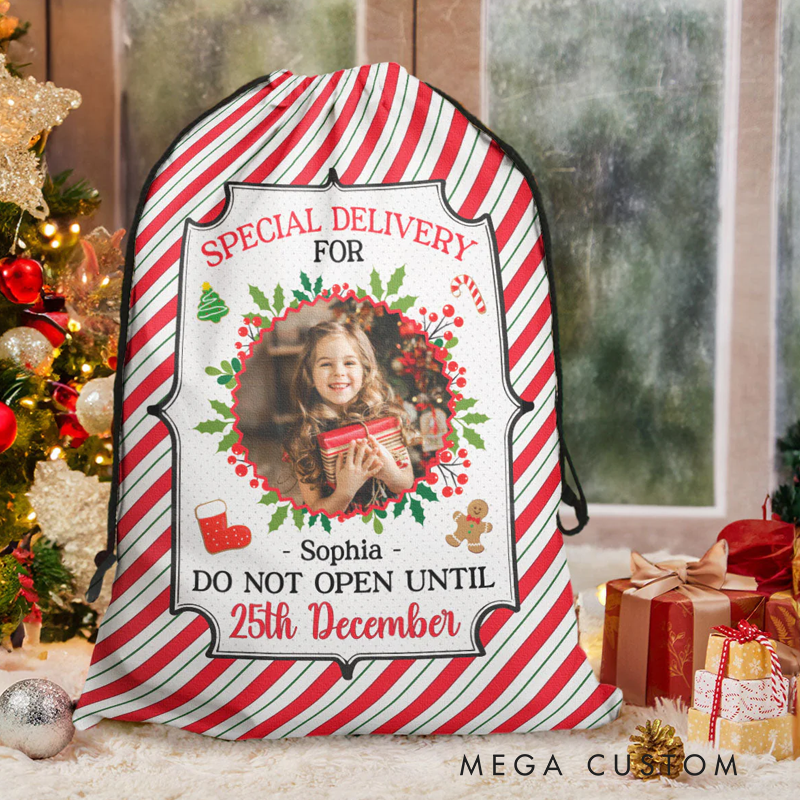 Personalized Santa Bag Christmas Gifts for Kid Photo Christmas Sack