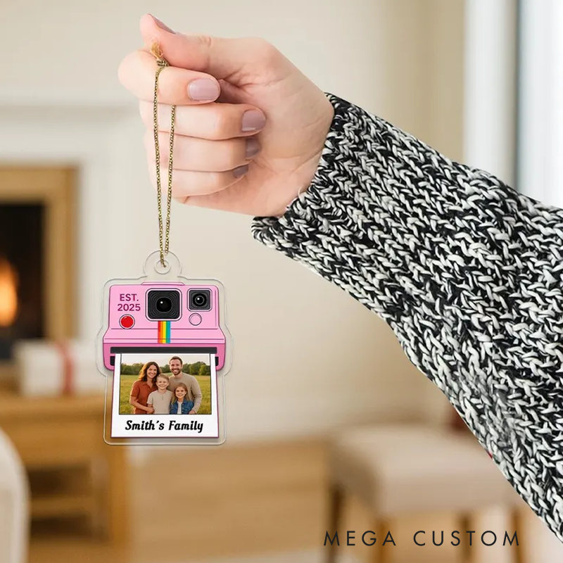 Personalized Camera Photo Ornament 2025 Custom Family Picture Ornament Polaroid Style Christmas Tree Decoration Gift for Families