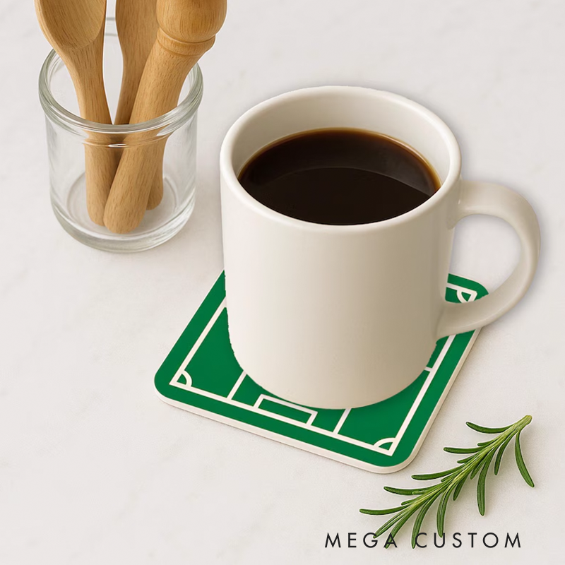 Personalized Soccer Themed Coaster Set Perfect Gift for Sports Fans and Game Day Enthusiasts