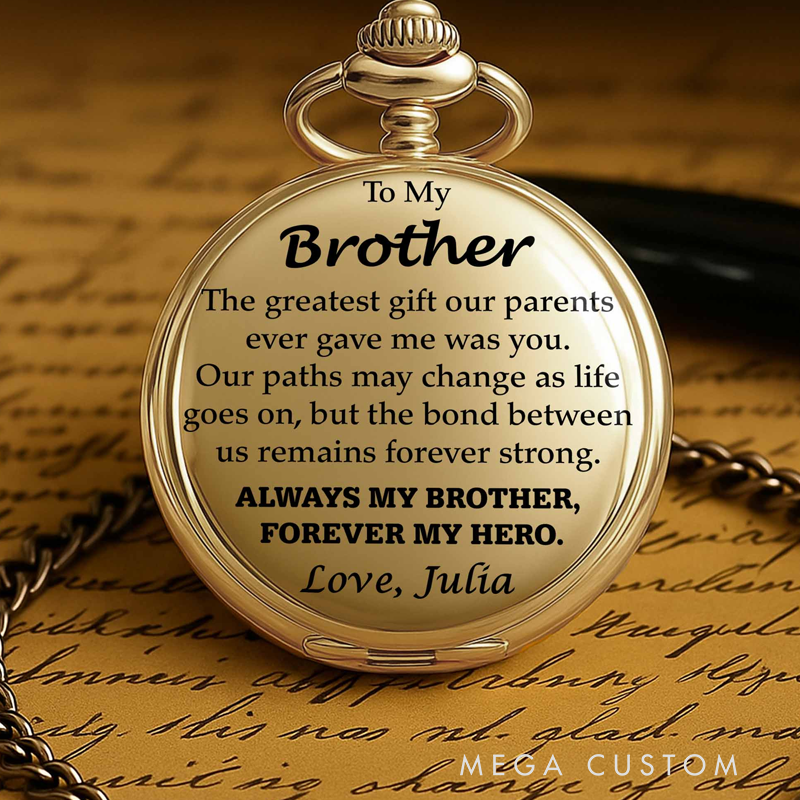 Personalized To My Brother Forever My Hero Pocket Watch Gift for Brothers
