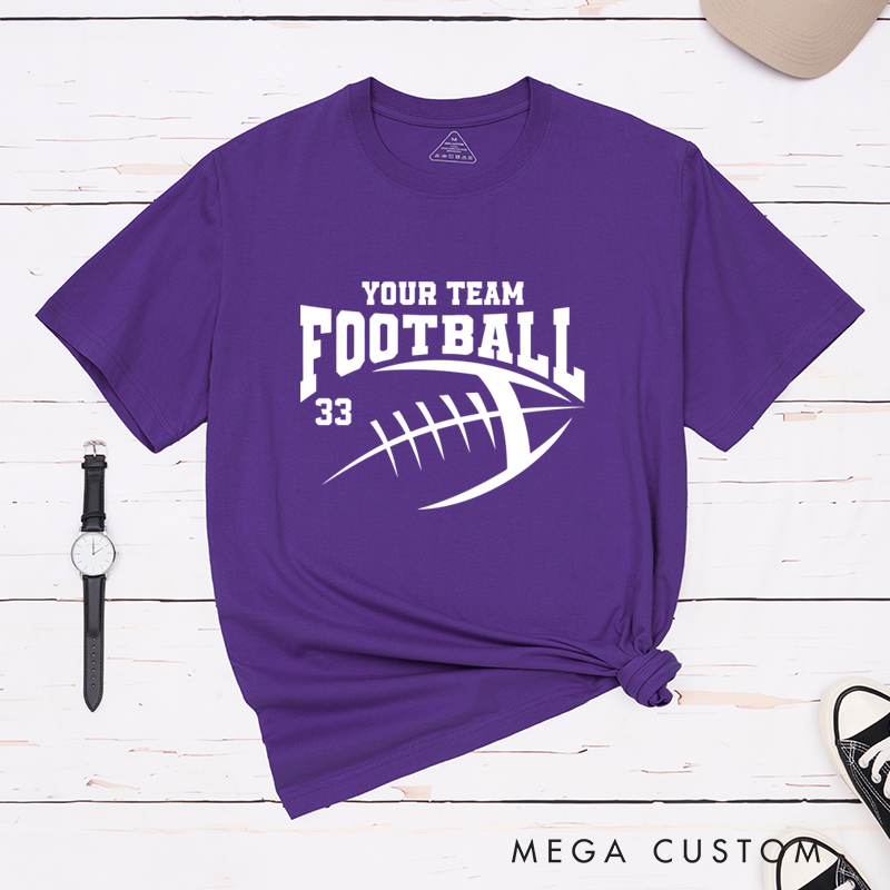 Personalized American Football T-Shirts with Custom Mascot Team Name and Number