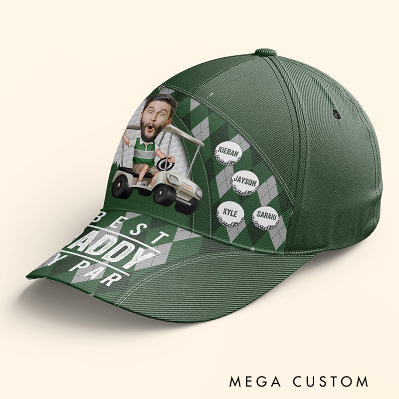 Personalized "Best Grandpa by Par" Golf Cap with Custom Names  