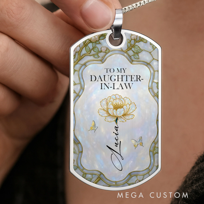 Personalized To My Daughter in Law Thank You for Loving My Son Custom Dog Tag Necklace Gift for Daughters in Law