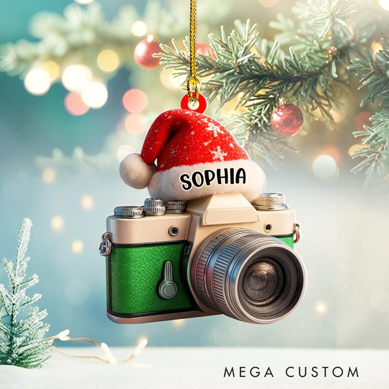 Personalized Camera Ornament 2025 Custom Photographer Christmas Ornament Photography Gift for Friend or Travel Lover Decoration