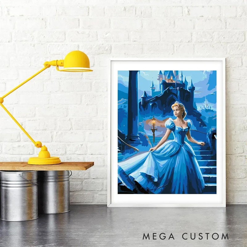 Personalized Night Princess Paint by Numbers Painting Upload Your Photo for Art Lovers Cartoon Lovers Painting Gift for Kids Birthday