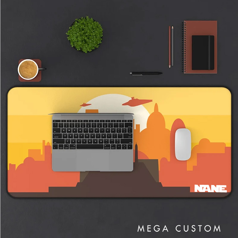 Personalized Futuristic Cityscape Desk Mat Custom Work or Gaming Mousepads Gift for Geek Nerd Lover