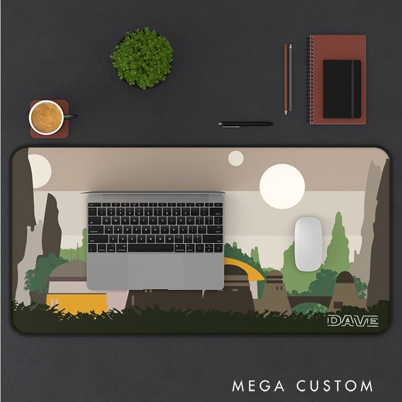 Personalized Futuristic Alien Landscape Mousepads Custom Work or Gaming Desk Mat Gift for Sci-Fi Geek Nerd Lover
