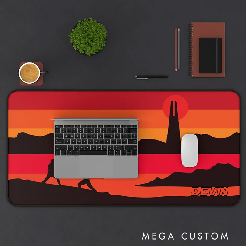 Personalized Sunset Adventure Desk Mat Custom Work or Gaming Mousepads Gift for Geek Nerd Lover