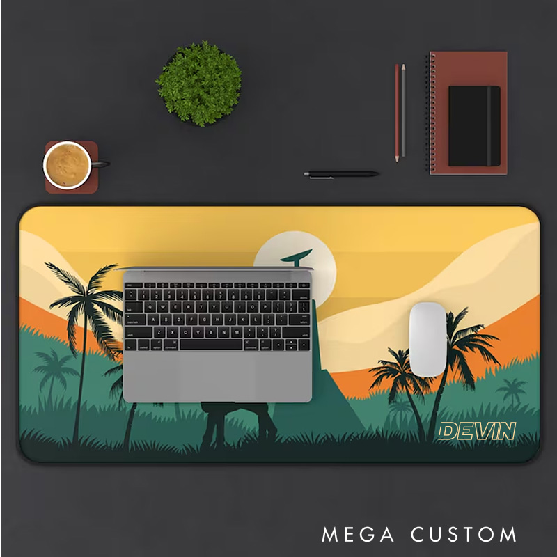 Personalized Tropical Sunset Adventure Mousepads Custom Work or Gaming Desk Mat Gift for Geek Nerd Lover