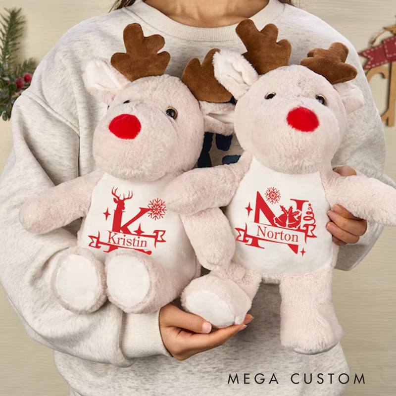 Personalized Reindeer Teddy with Name Stuffed Teddy for Christmas Christmas Plush Toy Baby First Christmas Christmas Gift for Girl and Boy